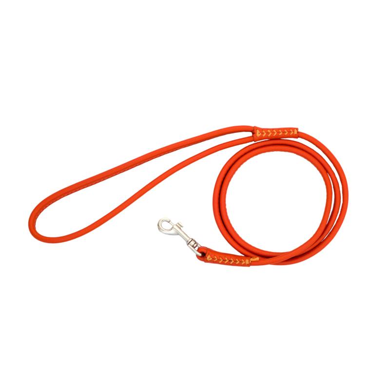 Collar rundsyet læderline glamour 8mm 122cm - Orange til hund